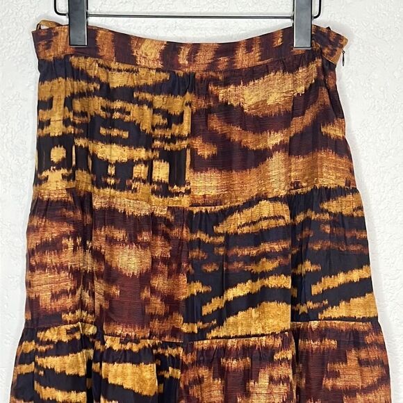 NWT ULLA JOHNSON Tiered Silk Midi Skirt - Multicolour. Size 8 - Picture 4 of 15